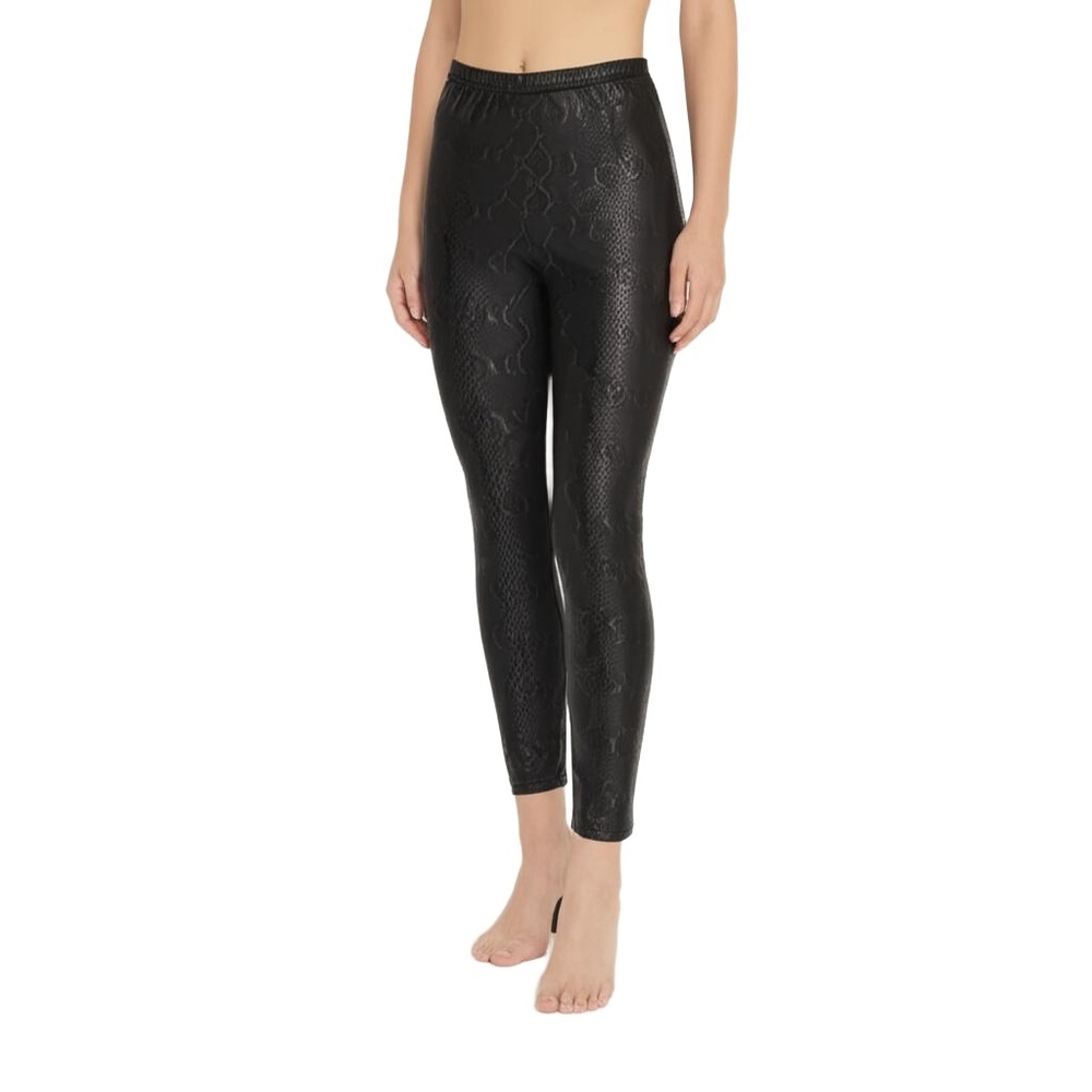TRUE ROCK Black‎ Snakeskin Shiny Elastic Waist Leggins Womens Size Small/Medium